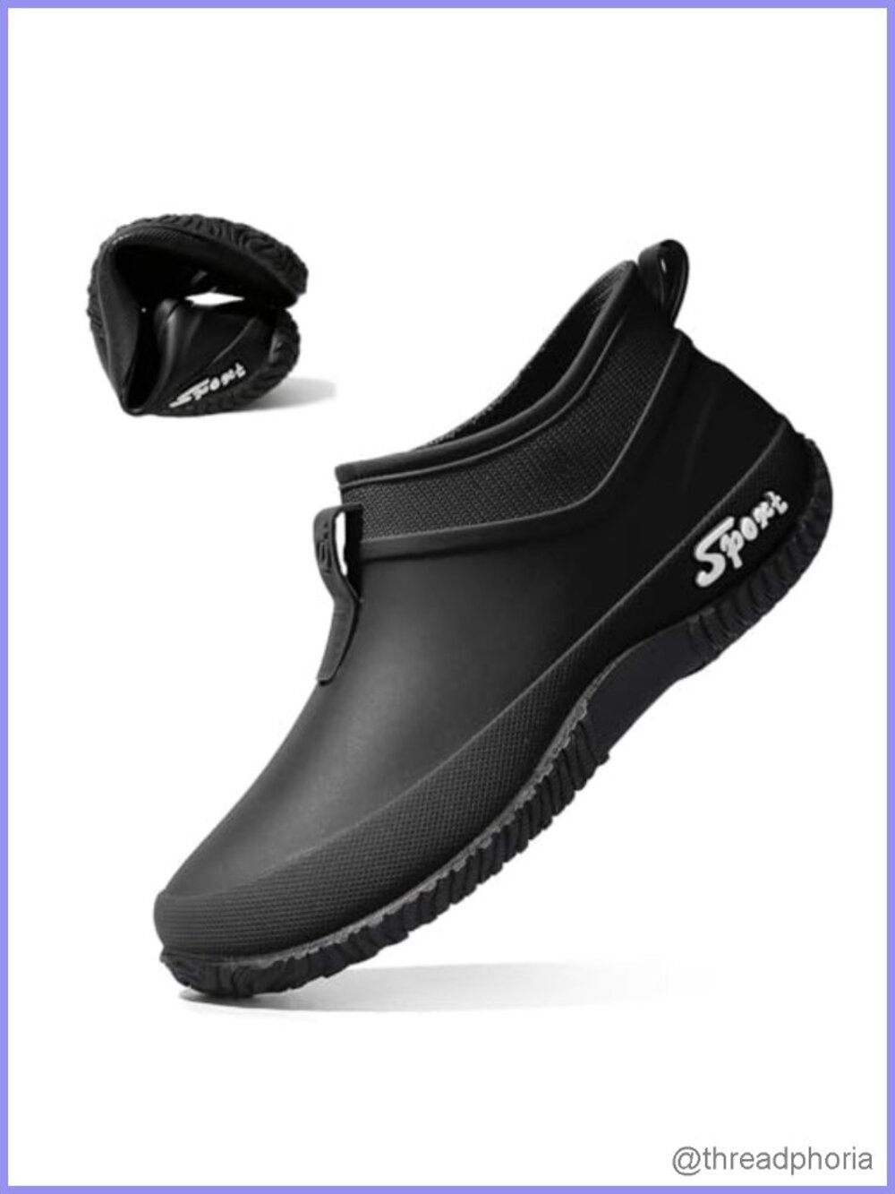 Women's Rubber Flat Low Top Rain Boots Waterproof Anti-Slip Slip On Garden